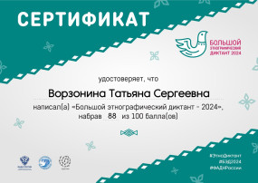 Результаты участия в большом этнографическом диктанте Результаты участия в большом этнографическом диктанте.